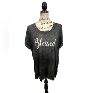 Delusional Womens Plus Size 2X Blessed Short Sleeve PolyCotton Dressy Shirt